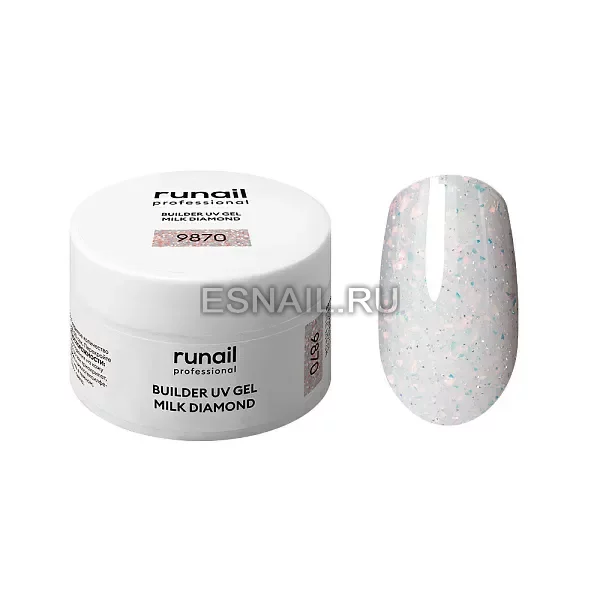 Моделирующий УФ-гель светоотражающий BUILDER UV GEL MILK DIAMOND, 15г №9870