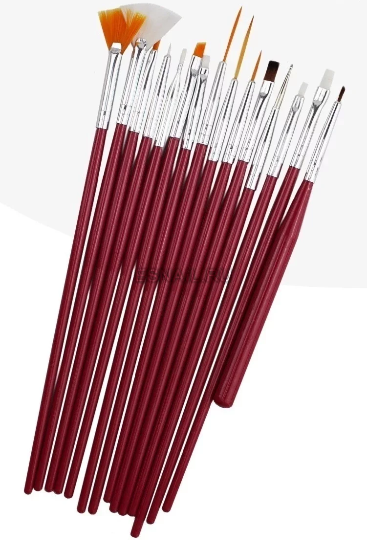 Набор кистей 15 шт, красные