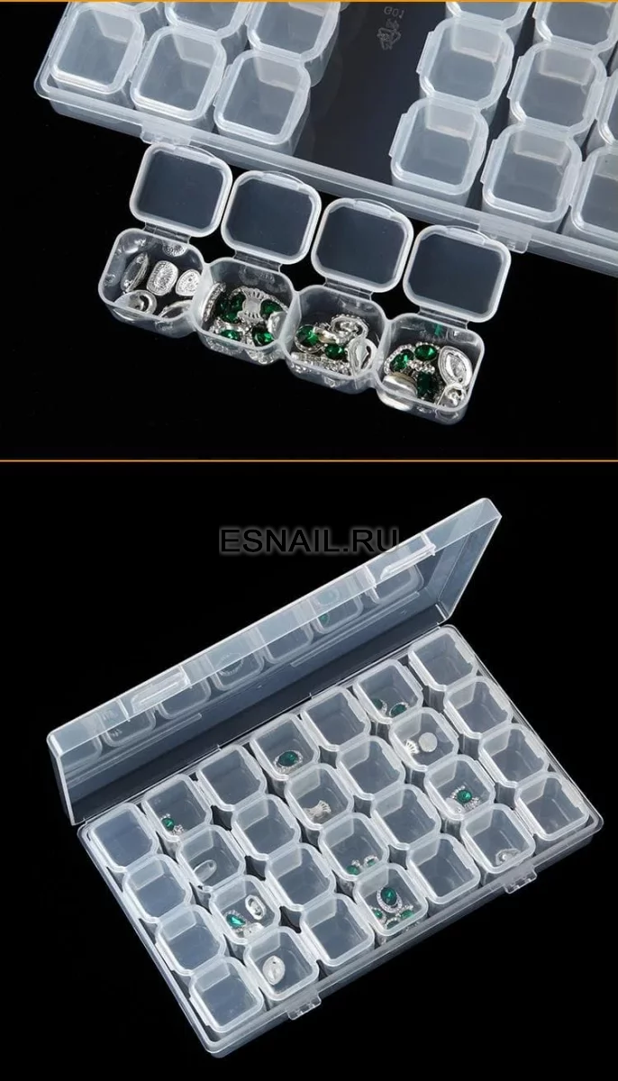 Контейнер для хранения на 56 ячеек, прозрачный