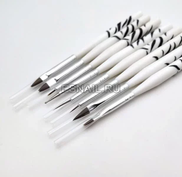 Набор кистей для наращивания и росписи ногтей, 8шт