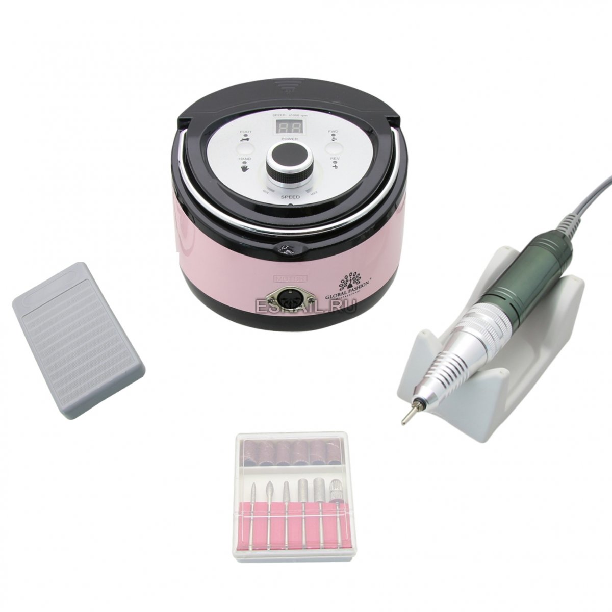 Аппарат для маникюра и педикюра Global Fashion 45000 об, ZS-606-pink