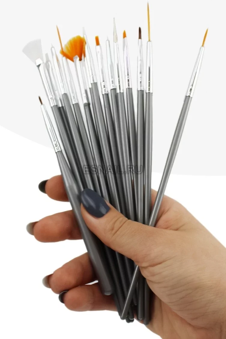 Набор кистей 15 шт, серые