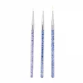 Набор тонких кистей с синей акриловой ручкой, 3шт, Beauty Artists