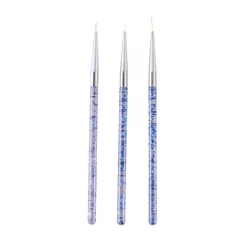 Набор тонких кистей с синей акриловой ручкой, 3шт, Beauty Artists