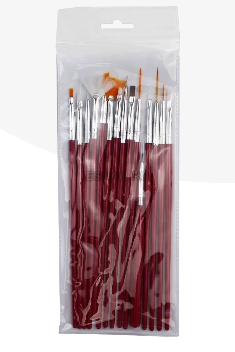 Набор кистей 15 шт, красные