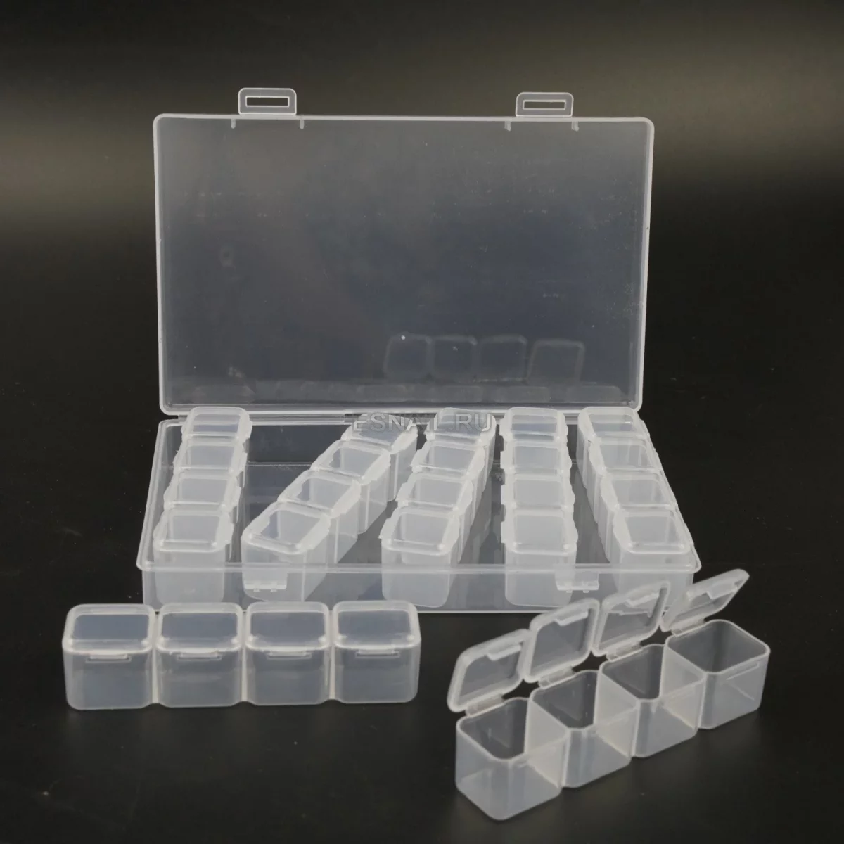 Контейнер для хранения на 56 ячеек, прозрачный