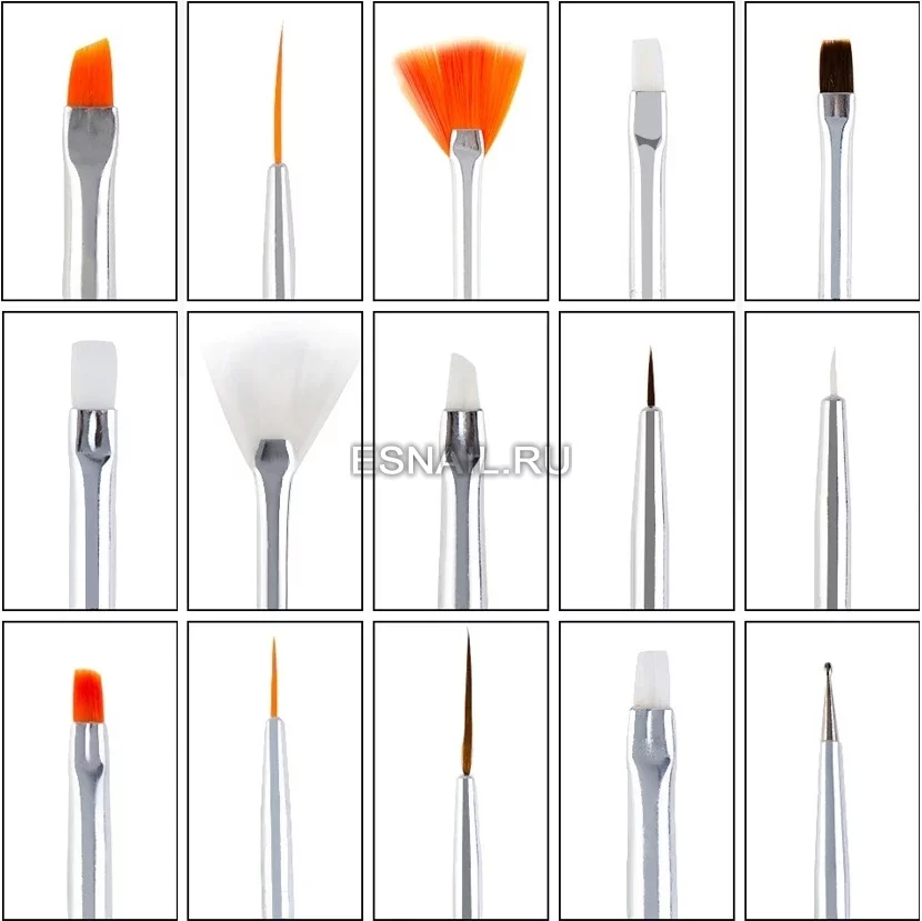 Набор кистей 15 шт, красные