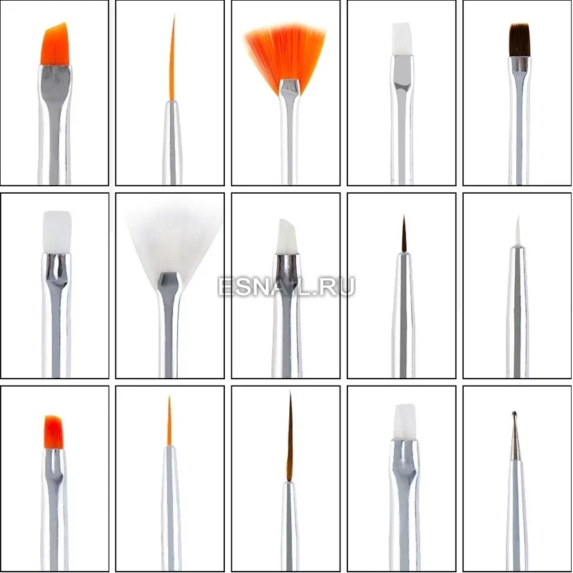Набор кистей 15 шт, серые