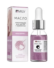 Укрепляющее масло для ногтей со смолой мастикового дерева и шиммером Milv «MACARONI». 15 мл.